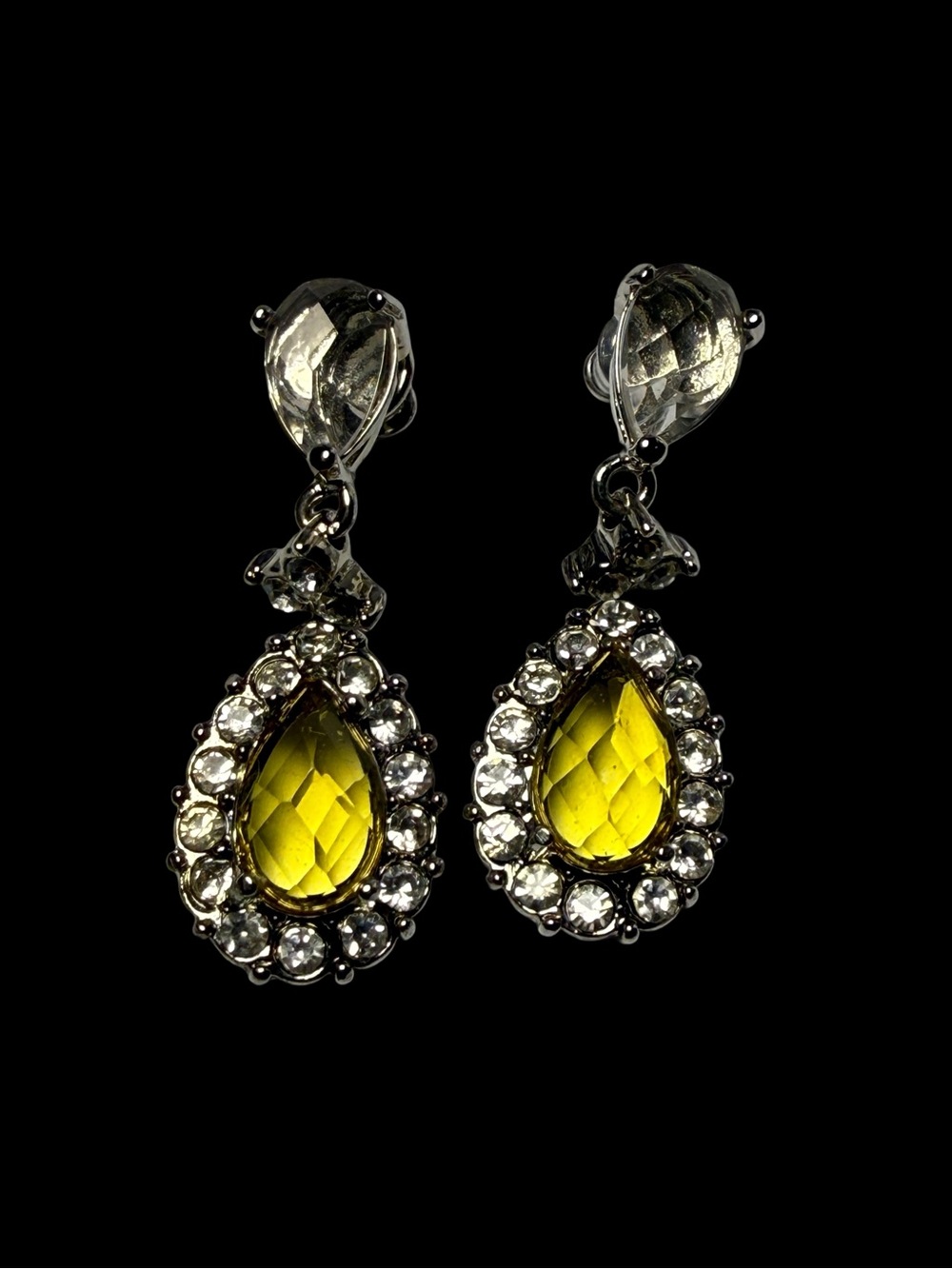 Monet Yellow Teardrop Halo Drop Earrings